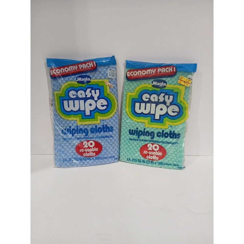 Vintage 80's Magla EASY‎ WIPE Wiping Cloths Rayon Prop Nostalgia Dead stock
